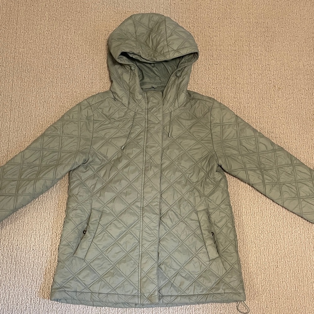 Madewell Women’s Seafoam Green Quilted PufferJacket w/ Hood